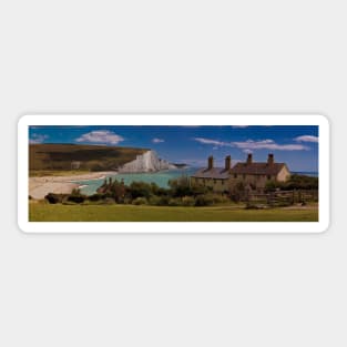 Coastguard Cottages and the Seven Sisters, England Sticker